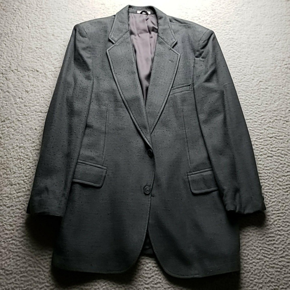 Vintage Savile Row Blazer Mens 42 Long Gray 100% Silk Sport Coat Jacket Burdines